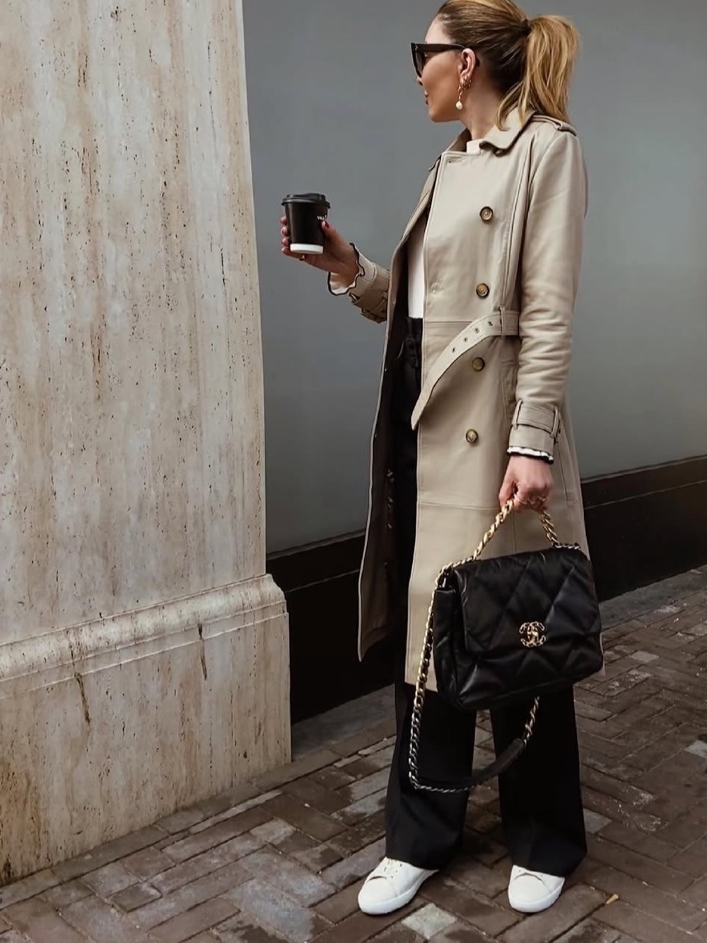 CHANEL Black Quilted Lambskin Shoulder Bag with Gold Hardware